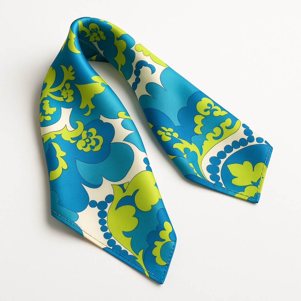 NWT SILKLETTE 100% Silk Abstract Floral Bandana - Picture 7 of 9